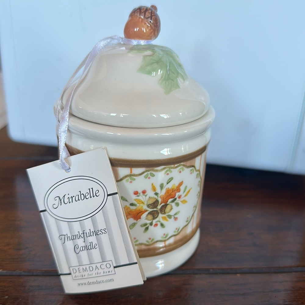 Thankfulness Candle DEMDACO NWT Acorn Accent